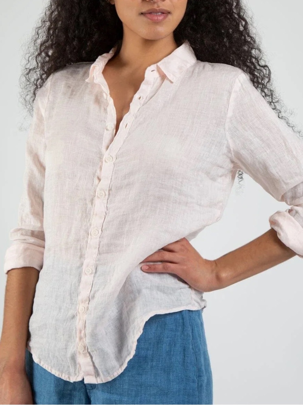 CP Shades Light Pink Linen Button-Up Shirt